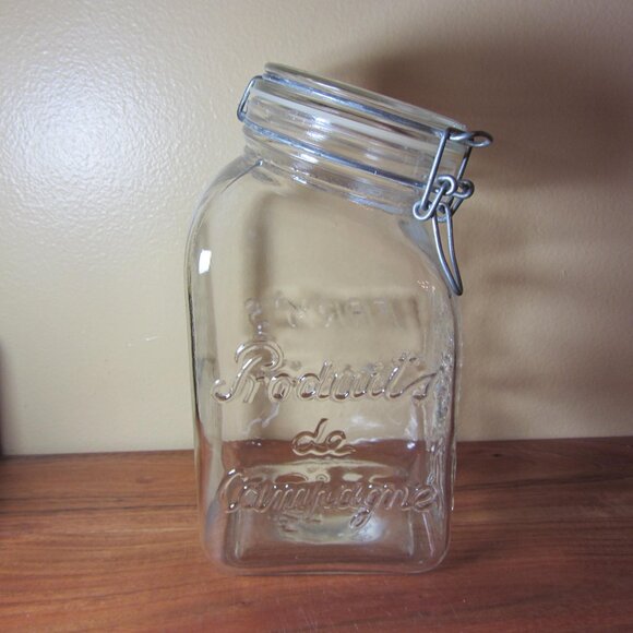 glass storage container angle neck natura italy farm's products (H176) - Picture 8 of 15